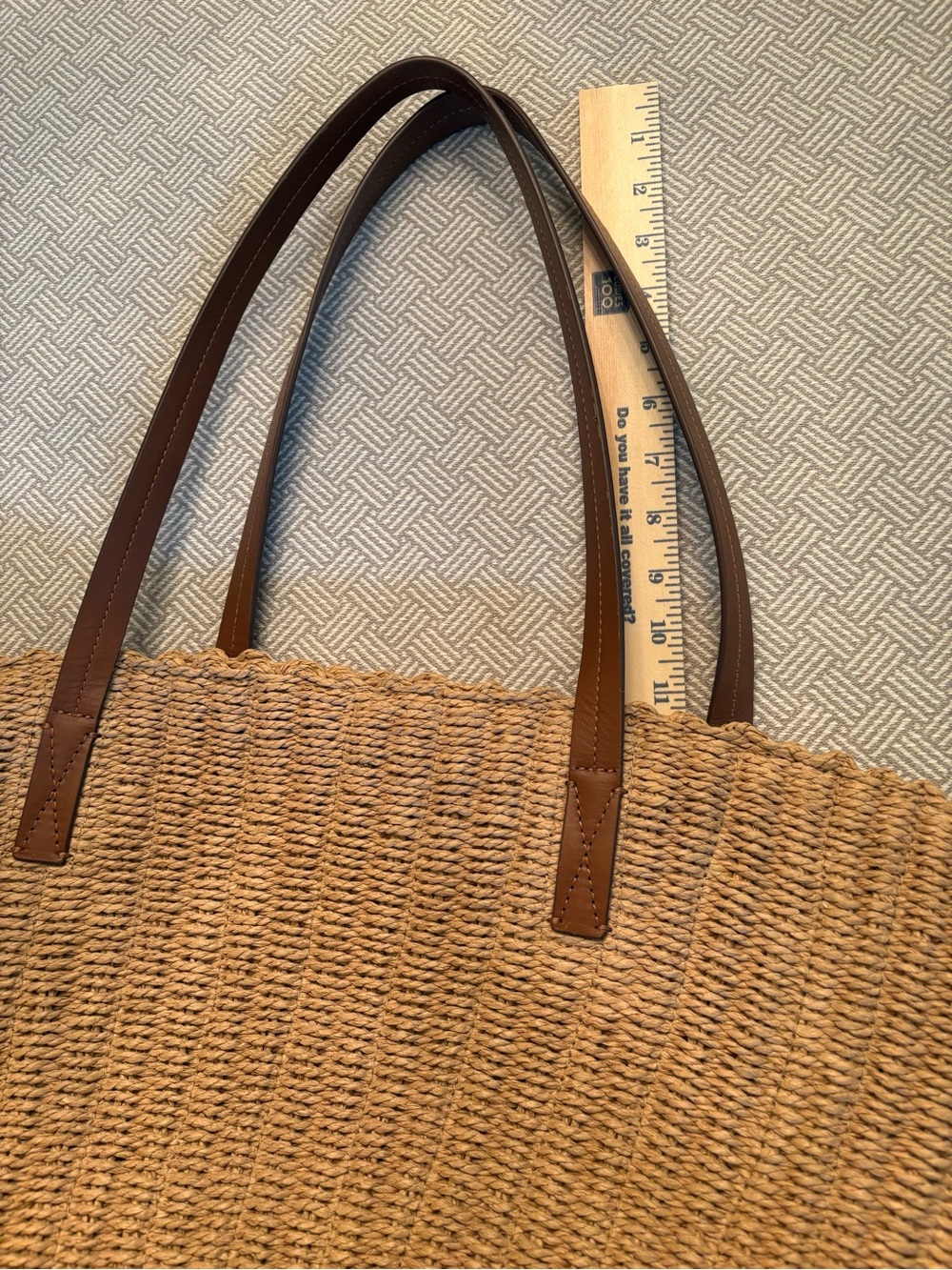 J. Crew Straw Market Tote with Brown Leather Handles NWOT - Picture 7 of 11